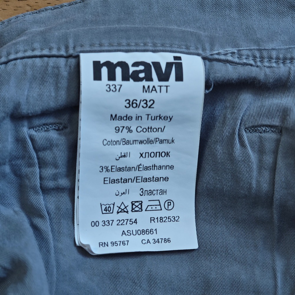 Mavi Jeans Matt Relaxed Straight Leg Grey Pants Mens 36x32 Cotton Stretch 337 - Picture 5 of 7